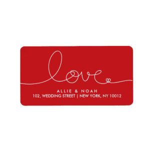 Simple Modern Loopy Love Heart Address Labels
