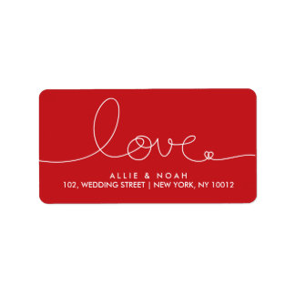 Simple Modern Loopy Love Heart Address Labels