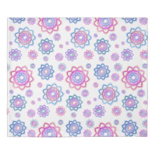 Simple Modern Lotus Flower Pink Pastel Green Duvet Cover