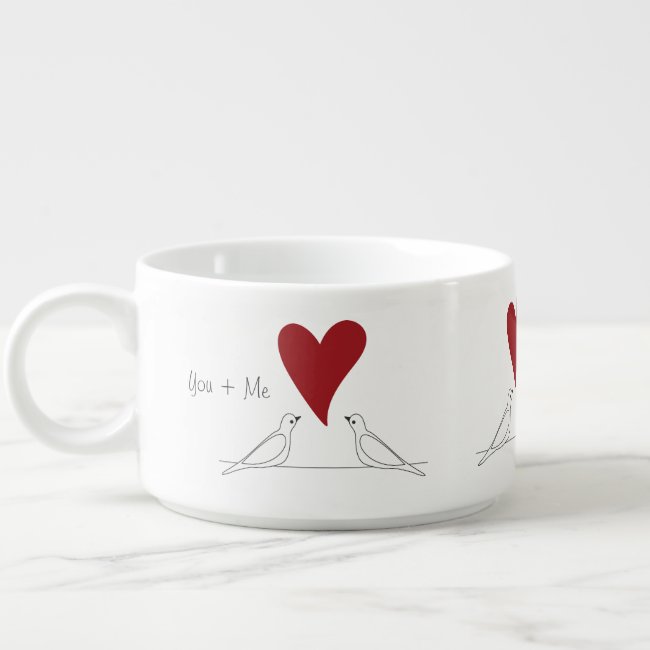 Simple Modern Love Birds Red Heart Chili