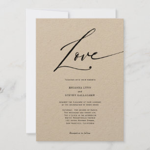 Simple Modern Love calligraphy wedding Invitation