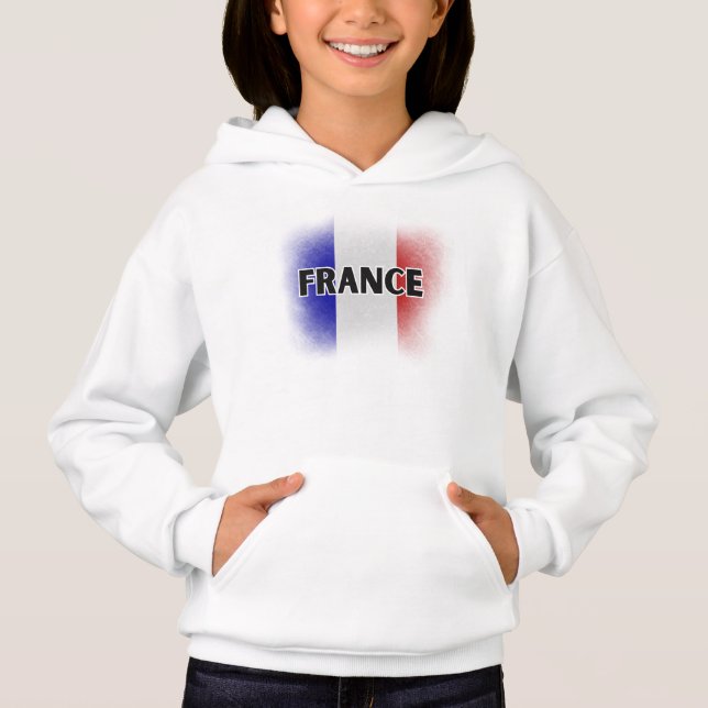 Simple Modern Love France Flag Paris Souvenir  Hoodie (Front)