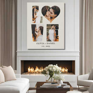 Simple Modern LOVE Heart Photo Instagram Faux Canvas Print