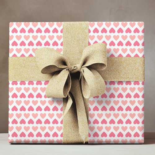 Simple Modern Love Heart Pink Peach White Wrapping Paper
