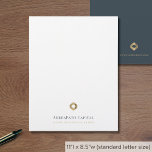 Simple Modern Luxury Gold Logo Letterhead<br><div class="desc">A simple luxurious custom business letterhead template in a modern style that features a gold diamond logo that can be easily updated with your company logo and letterhead footer including your company's name and tagline. The solid back features a smaller logo with space for your website address, telephone, email or...</div>