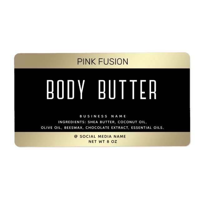 Simple modern luxury typography black gold label (Front)