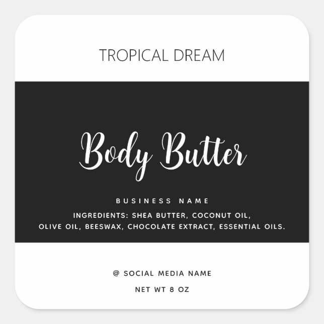 Simple modern luxury typography black label (Front)