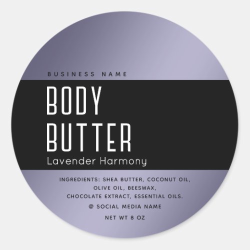 Simple modern luxury typography black lavender  classic round sticker