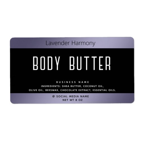 Simple modern luxury typography black lavender lab label