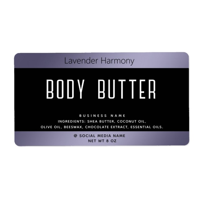 Simple modern luxury typography black lavender lab label (Front)