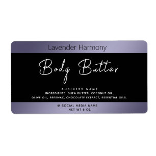 Simple modern luxury typography black lavender label