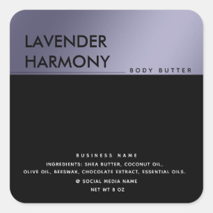 Simple modern luxury typography black lavender squ square sticker