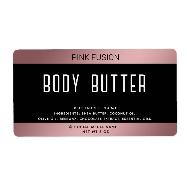 Simple modern luxury typography black pink label (Front)