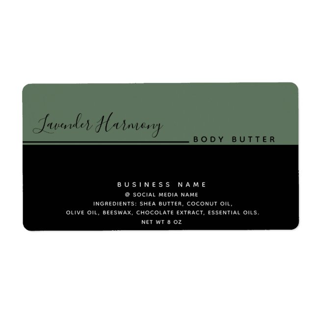Simple modern luxury typography black product label (Front)