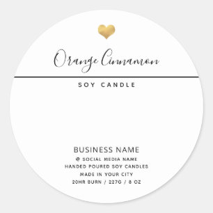 Simple modern luxury typography white product cl classic round sticker