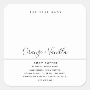 Simple modern luxury typography white product squ square sticker