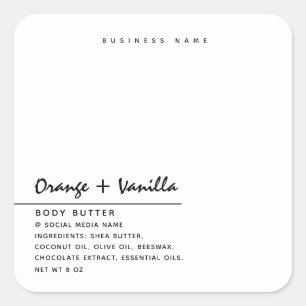 Simple modern luxury typography white product square sticker