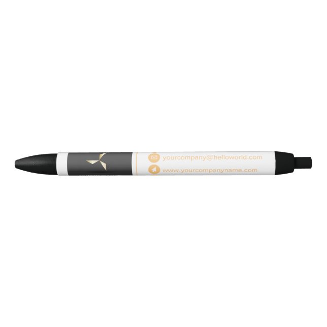 Simple Modern Luxury White & Gold Your Logo Pen (Front)
