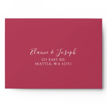 Simple Modern Magenta  Wedding Envelope