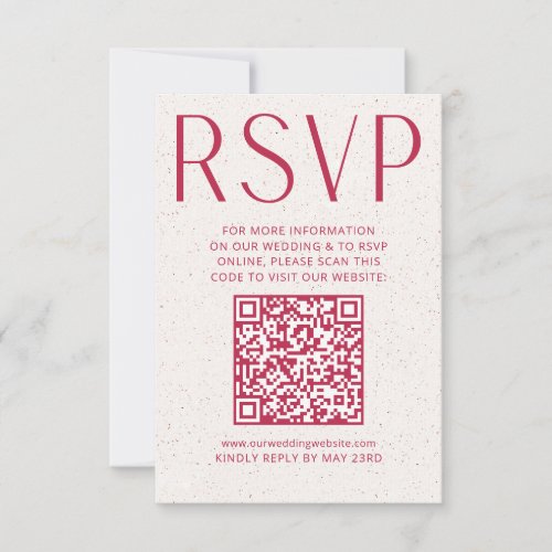 Simple Modern Magenta Wedding RSVP Online QR Code 