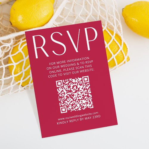 Simple Modern Magenta Wedding RSVP Online QR Code 