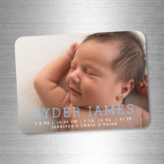 Simple Modern Magnet Photo | Birth Announcement (Creator Uploaded)
