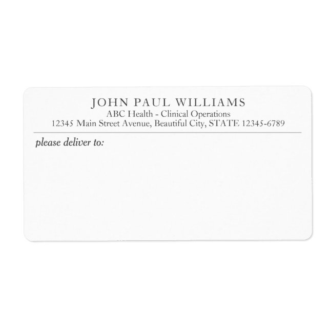 Simple Modern Mailing Shipping Label Company Name (Front)