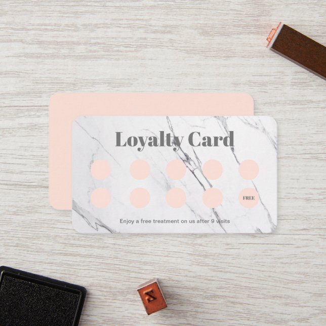 Simple Modern Marble Make up artist Loyalty Card (Front/Back In Situ)