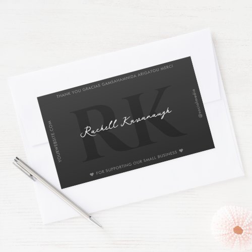 Simple Modern Marketing Monogram Dark Grey Rectangular Sticker