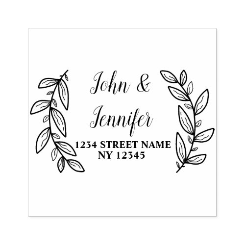 Simple Modern Married Couple Names Return Address Rubber Stamp