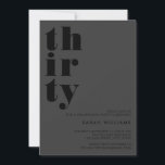 Simple Modern Matte Black 30th Birthday Invitation<br><div class="desc">Simple elegant 30th birthday invitation featuring bold typography and minimalist design.</div>