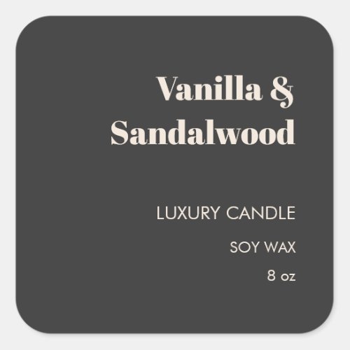 Simple Modern Matte Black Candle Product Label