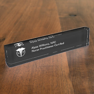 Simple Modern Medical Nurse Practitioner Desk Name Plate