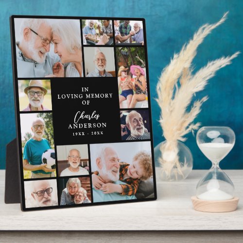 Simple Modern Memorial Photo Collage tabletop Plaque
