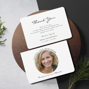 Simple Modern Memorial Photo Thank You Note