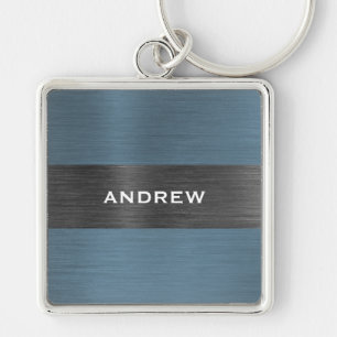 Simple Modern Mens Monogram Name  Keychain