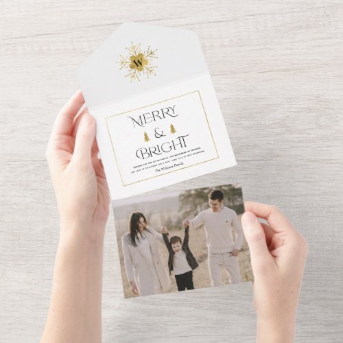 Simple Modern Merry and Bright Christmas cards