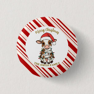 Simple modern merry christmas calf Cow OX pattern Button