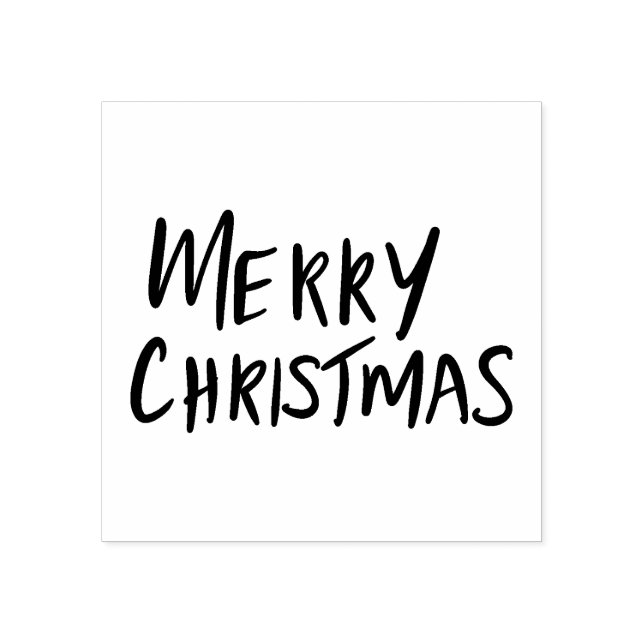 Simple Modern | Merry Christmas Casual Script  Rubber Stamp (Imprint)