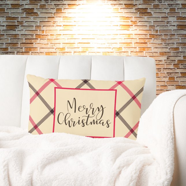 Simple Modern Merry Christmas Classic Lumbar Pillow (Creator Uploaded)
