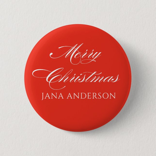 Simple Modern Merry Christmas Custom  Button (Front)