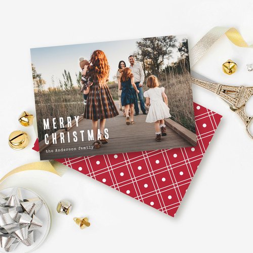 Simple Modern Merry Christmas Family Photo Holiday Card