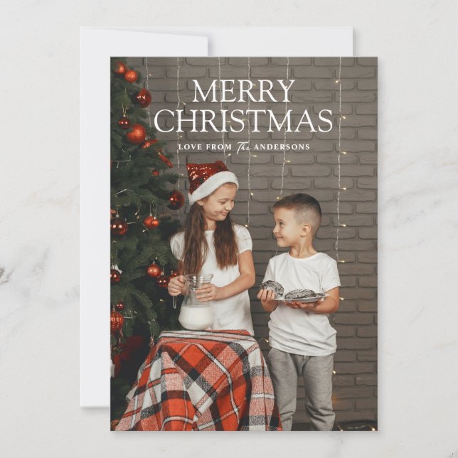Simple Modern Merry Christmas Full Photo Card (Front)
