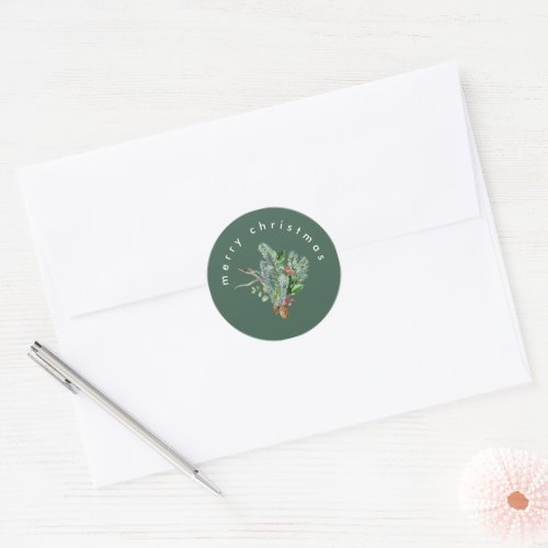 Simple Modern Merry Christmas Green Envelope Seal