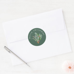 Simple Modern Merry Christmas Green Envelope Seal