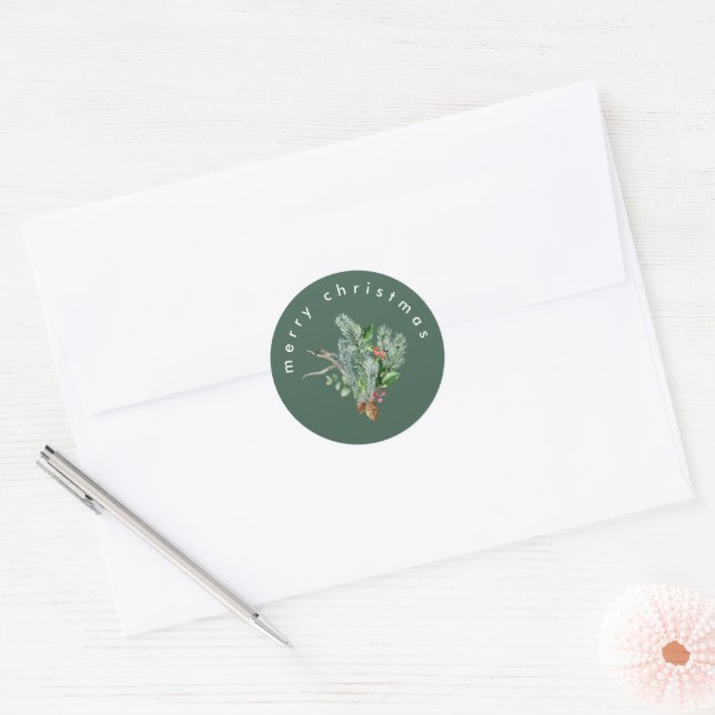 Simple Modern Merry Christmas Green Envelope Seal (Envelope)