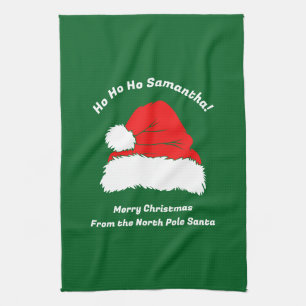 Simple Modern Merry Christmas Green Kitchen Towel