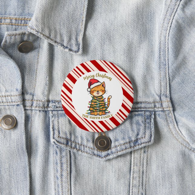 Simple modern merry christmas kitten CatMAS patter Button (In Situ)
