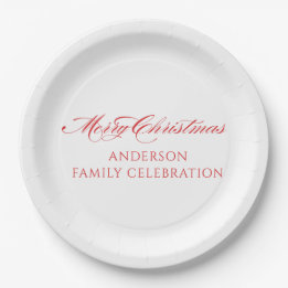 Simple Modern Merry Christmas Paper Plates
