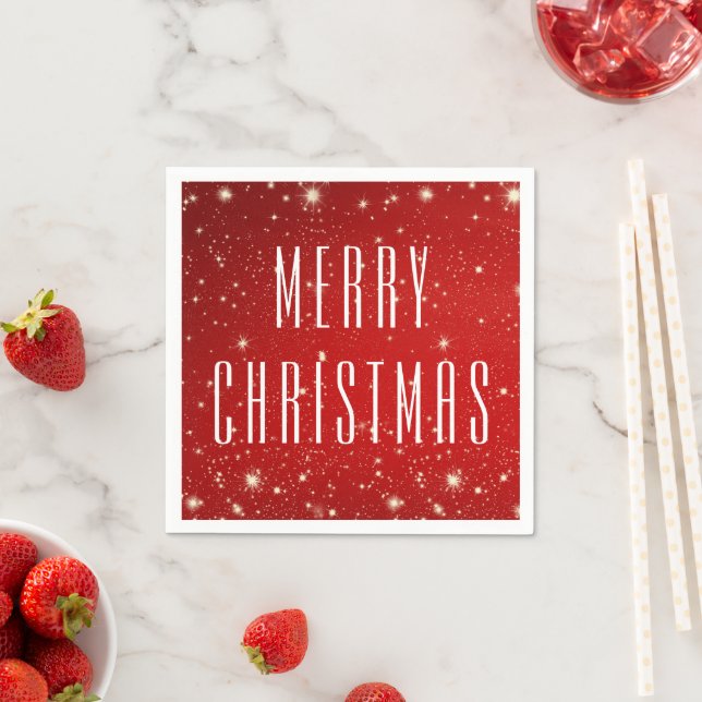 Simple Modern MERRY CHRISTMAS Red White Napkins (Insitu)